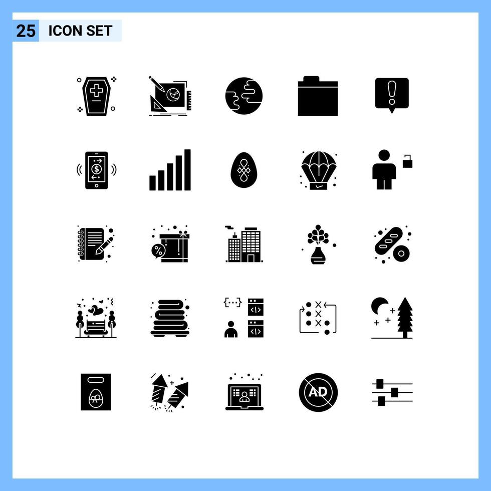 25 Creative Icons Modern Signs and Symbols of error message storage idea folder worldwide Editable Vector Design Elements