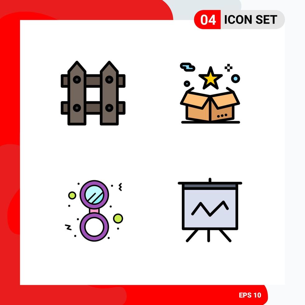 Set of 4 Modern UI Icons Symbols Signs for flower bathroom nature star mirror Editable Vector Design Elements