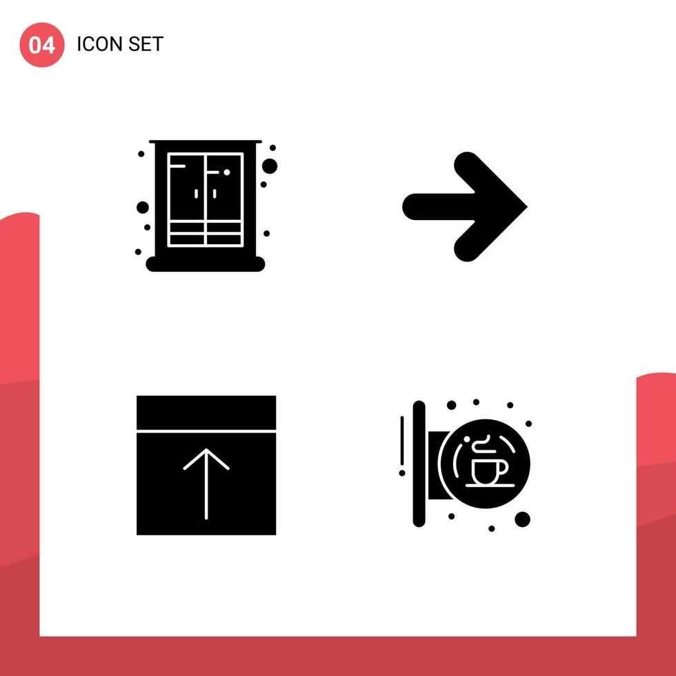 conjunto moderno de pictogramas de glifos sólidos de armario organizar elementos de diseño de vector editables de interfaz de avance de armario