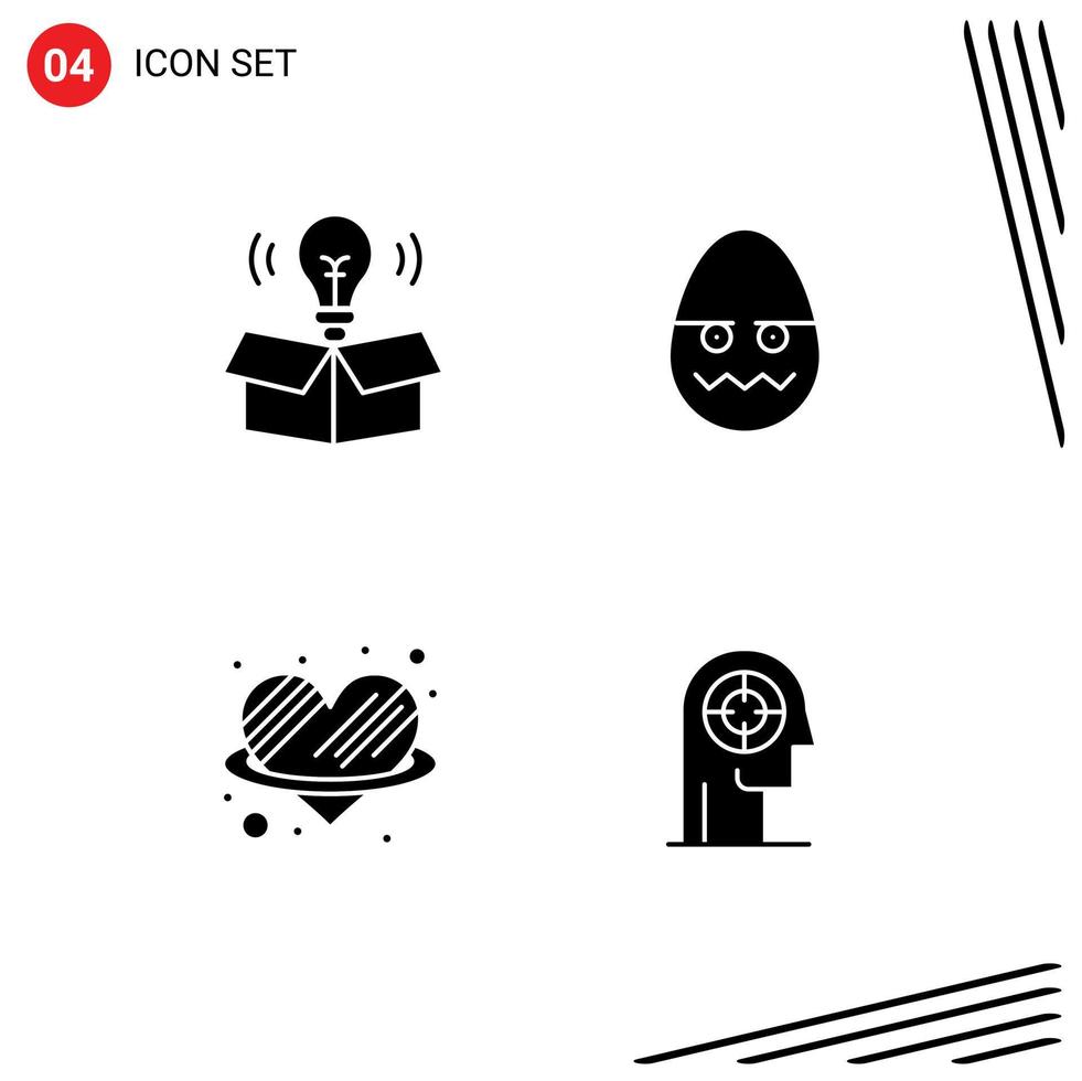 Universal Solid Glyph Signs Symbols of box heart light easter romance Editable Vector Design Elements