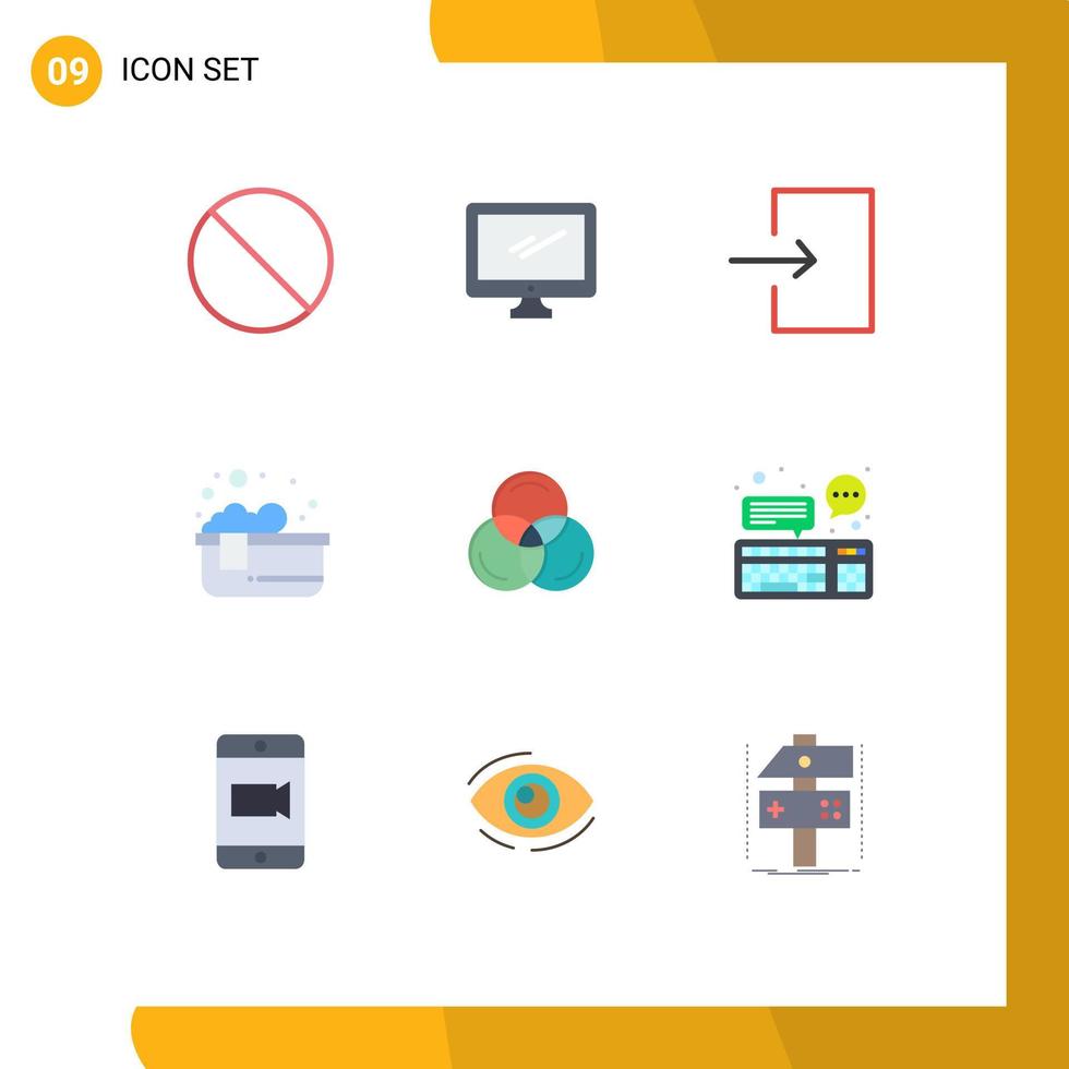 Set of 9 Modern UI Icons Symbols Signs for web rgb arrow relaxing bath hot bath Editable Vector Design Elements