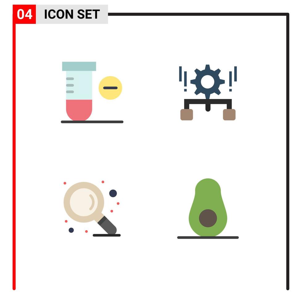 grupo de 4 iconos planos signos y símbolos para la configuración de búsqueda negativa que establece elementos de diseño vectorial editables de aguacate vector