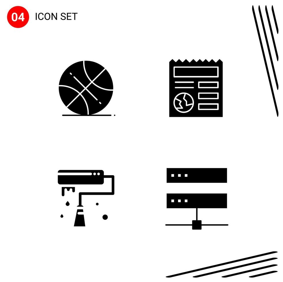 Collection of 4 Vector Icons in solid style Pixle Perfect Glyph Symbols for Web and Mobile Solid Icon Signs on White Background 4 Icons Creative Black Icon vector background