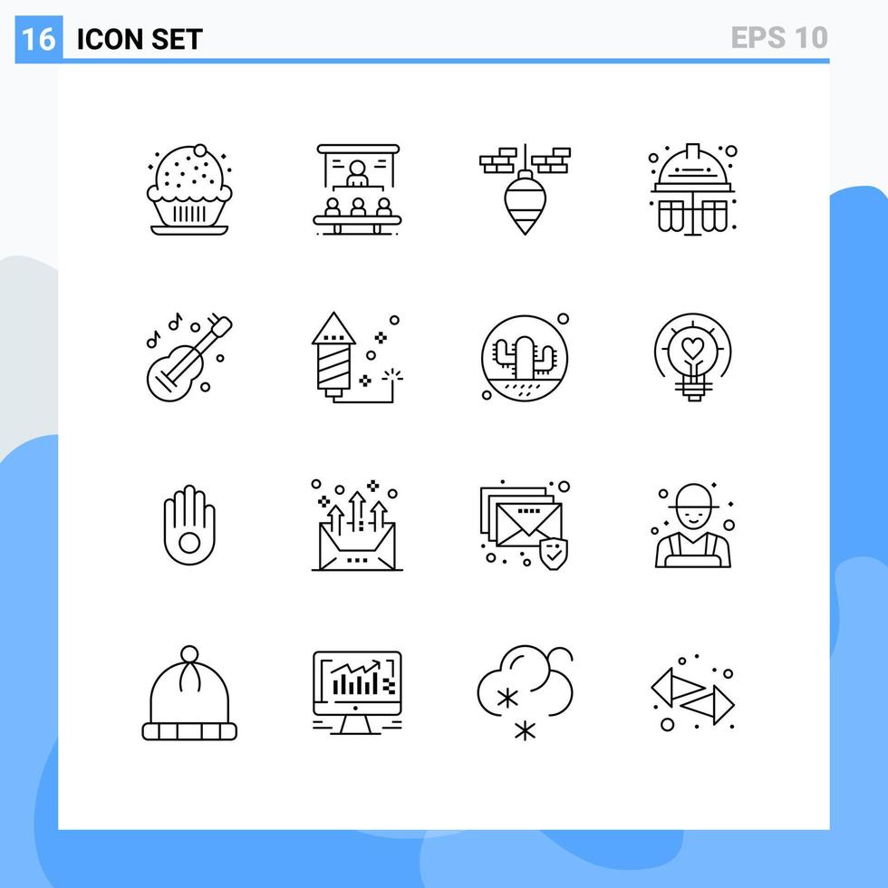 Group of 16 Modern Outlines Set for guitar chemical projector test tubes tool Editable Vector Design Elements
