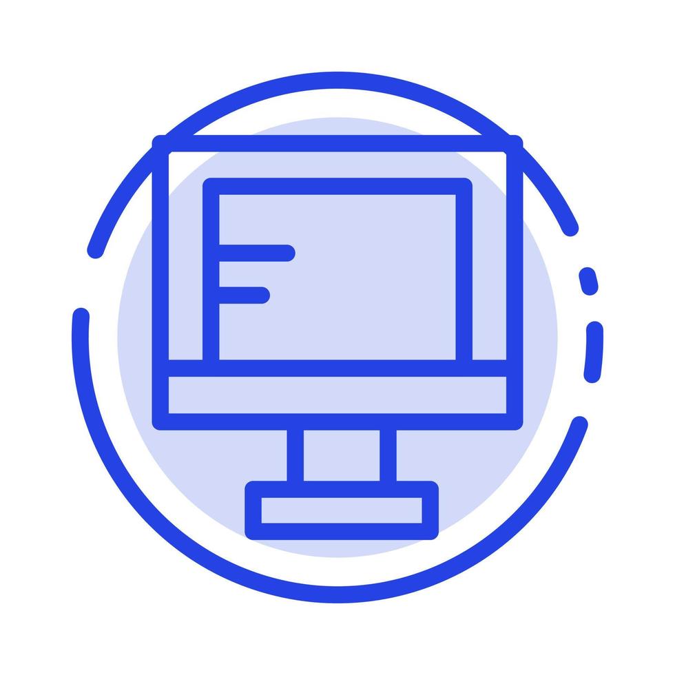 Computer Online Study School Blue Dotted Line Line Icon vector