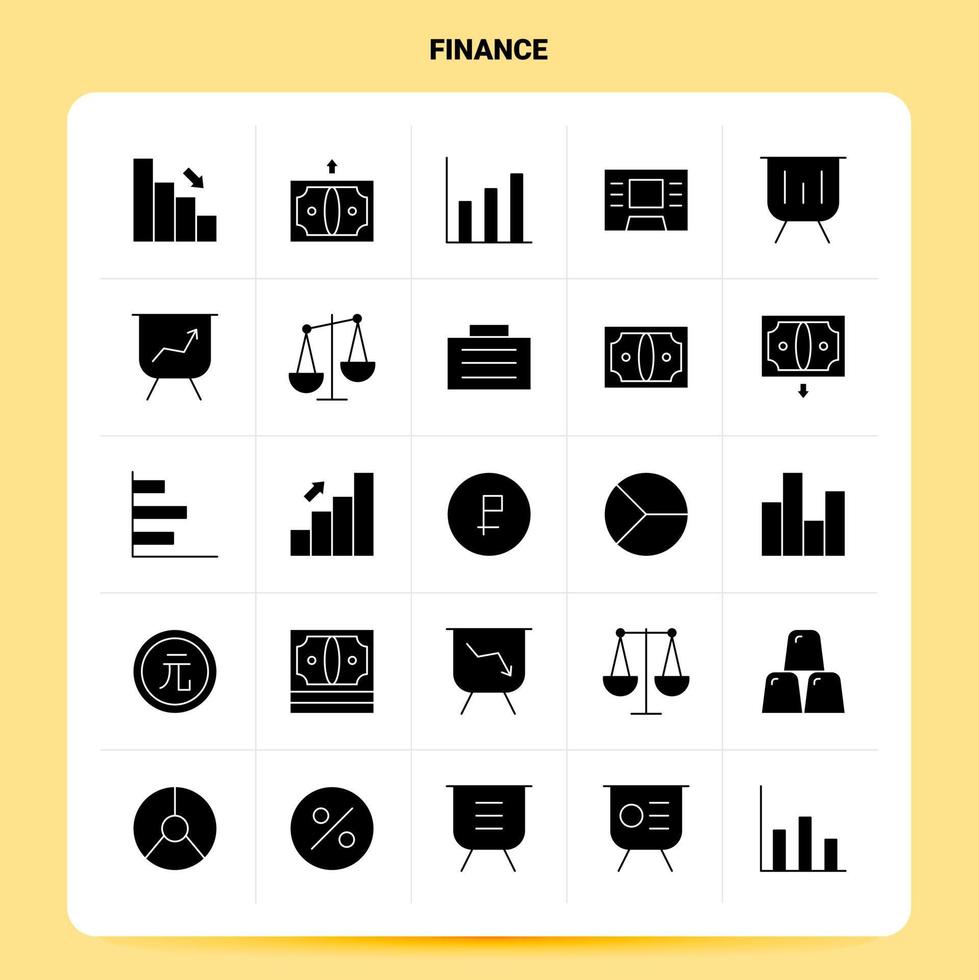 Solid 25 Finance Icon set Vector Glyph Style Design Black Icons Set Web and Mobile Business ideas design Vector Illustration