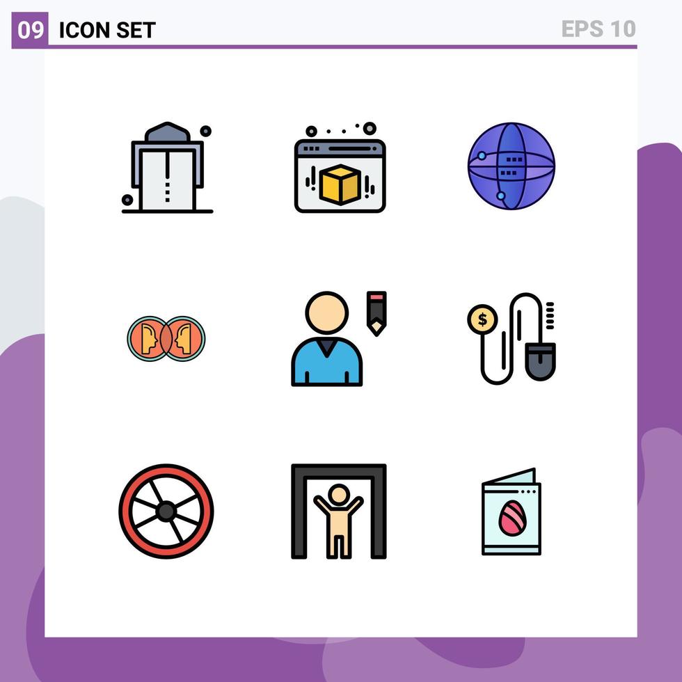 9 Creative Icons Modern Signs and Symbols of user edit computing man dual Editable Vector Design Elements