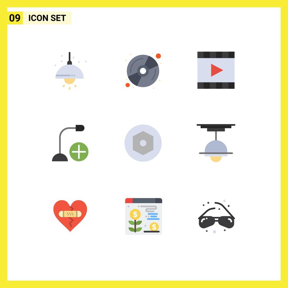 Set of 9 Modern UI Icons Symbols Signs for internal gadget media player devices add Editable Vector Design Elements