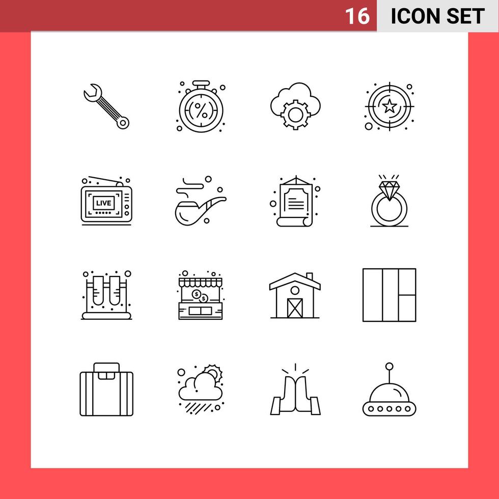 conjunto de esquemas de interfaz móvil de 16 pictogramas de configuración de venta de calificación de estrellas que computan elementos de diseño vectorial editables vector