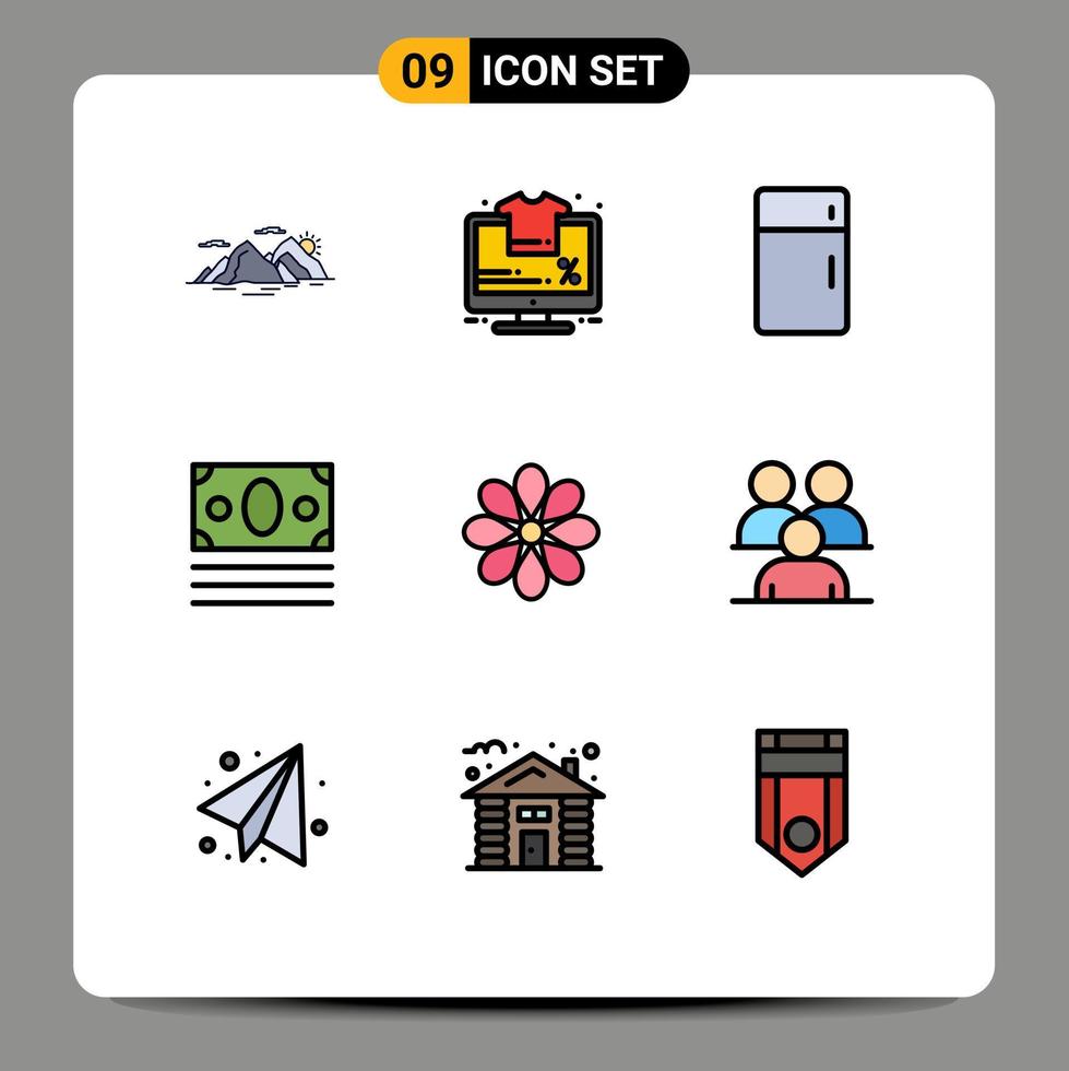Stock Vector Icon Pack of 9 Line Signs and Symbols for shopping money sale ecommerce home Editable Vector Design Elements