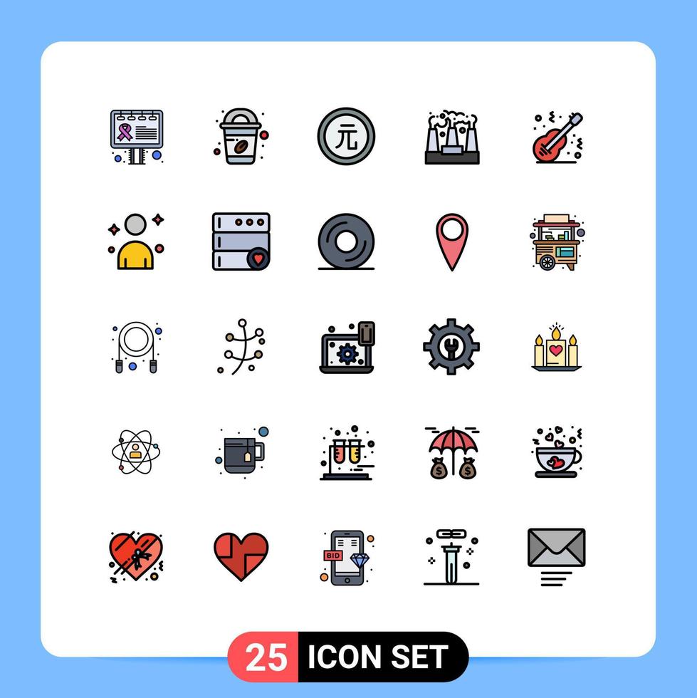 25 iconos creativos, signos y símbolos modernos de fábrica de producción de monedas de humo popular, elementos de diseño vectorial editables vector
