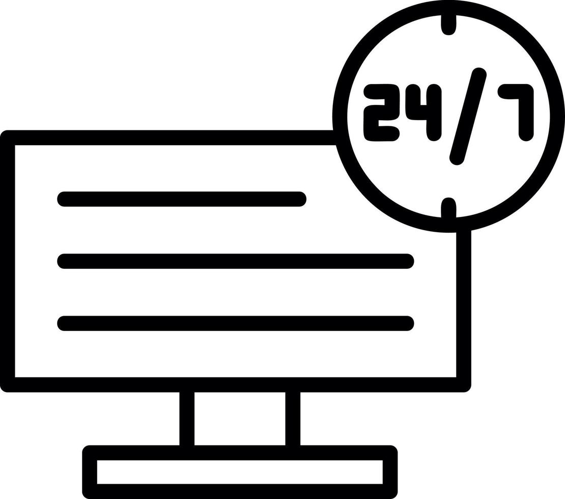 24 7 Monitoring Vector Icon Design