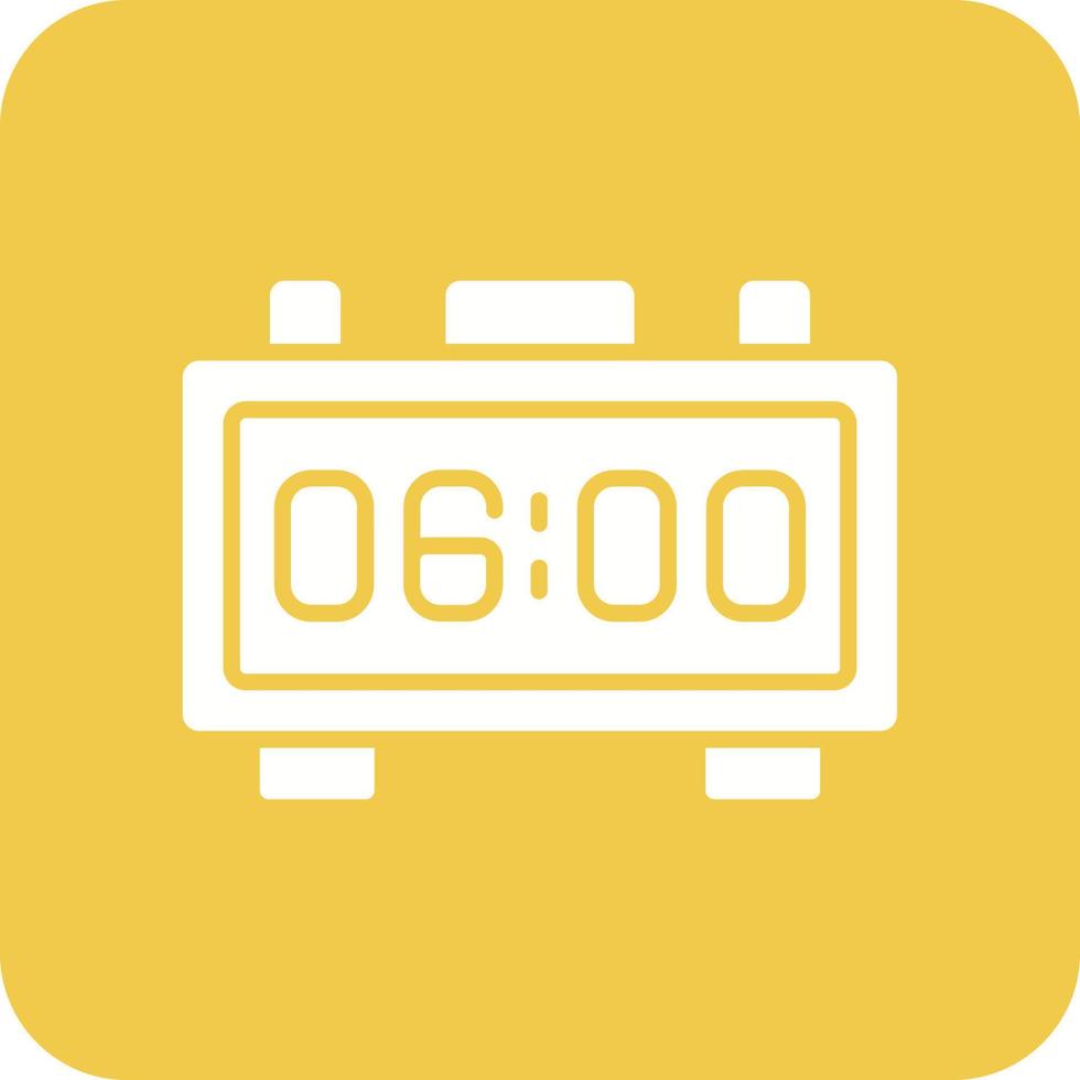 Digital Clock Glyph Round Corner Background Icon vector