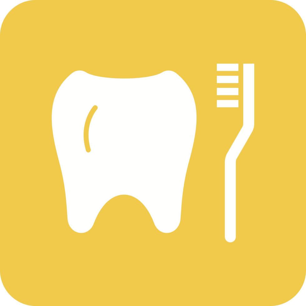 Cleaning Tooth with Brush Glyph Round Corner Background Icon vector