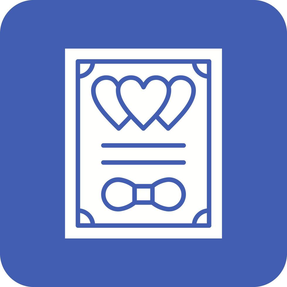 Wedding Certificate Glyph Round Corner Background Icon vector