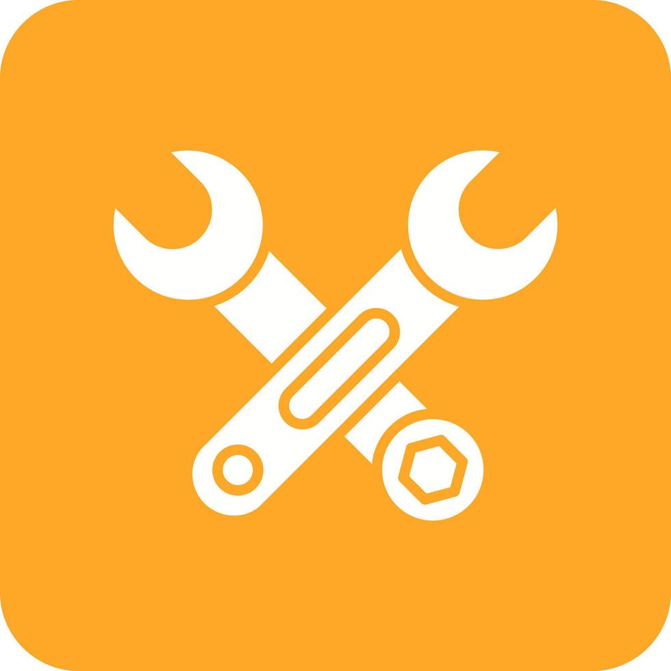 Wrench Glyph Round Corner Background Icon vector