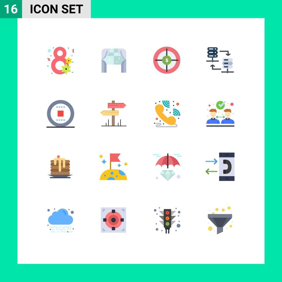 16 Thematic Vector Flat Colors and Editable Symbols of control server rack audience server hosting target Editable Pack of Creative Vector Design Elements