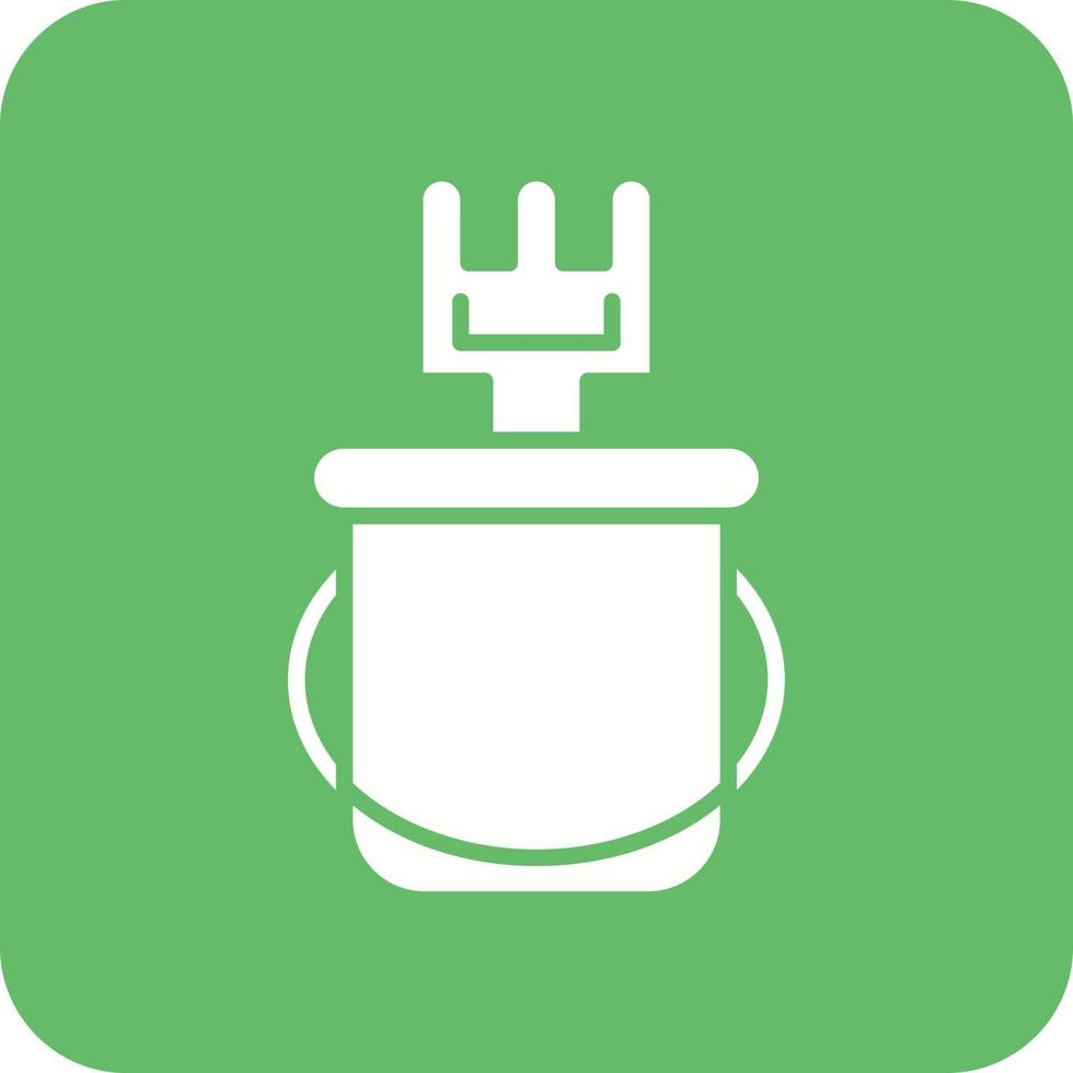 Sand Bucket Glyph Round Corner Background Icon vector
