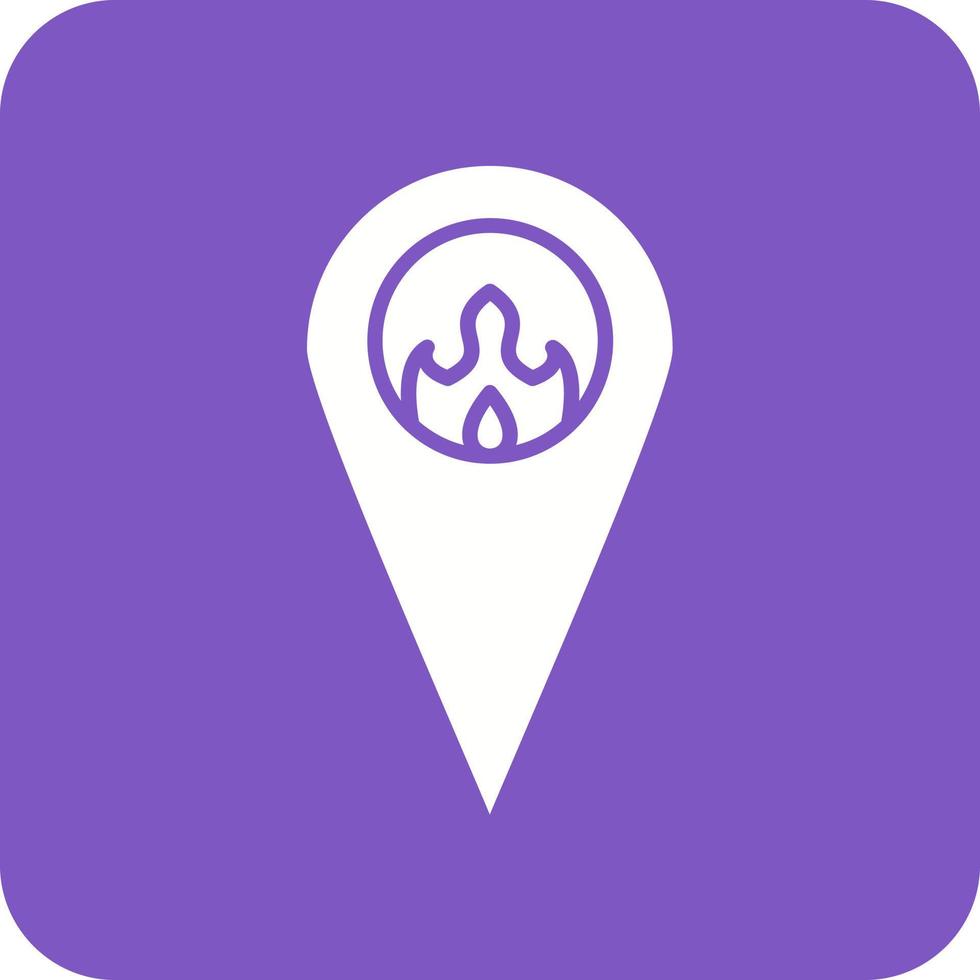 Fire Location Glyph Round Corner Background Icon vector