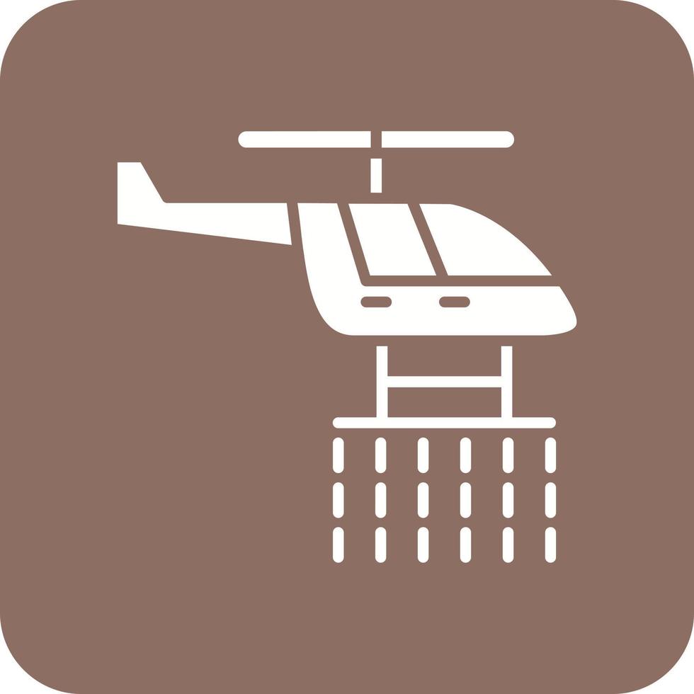 Firefighter Helicopter Glyph Round Corner Background Icon vector