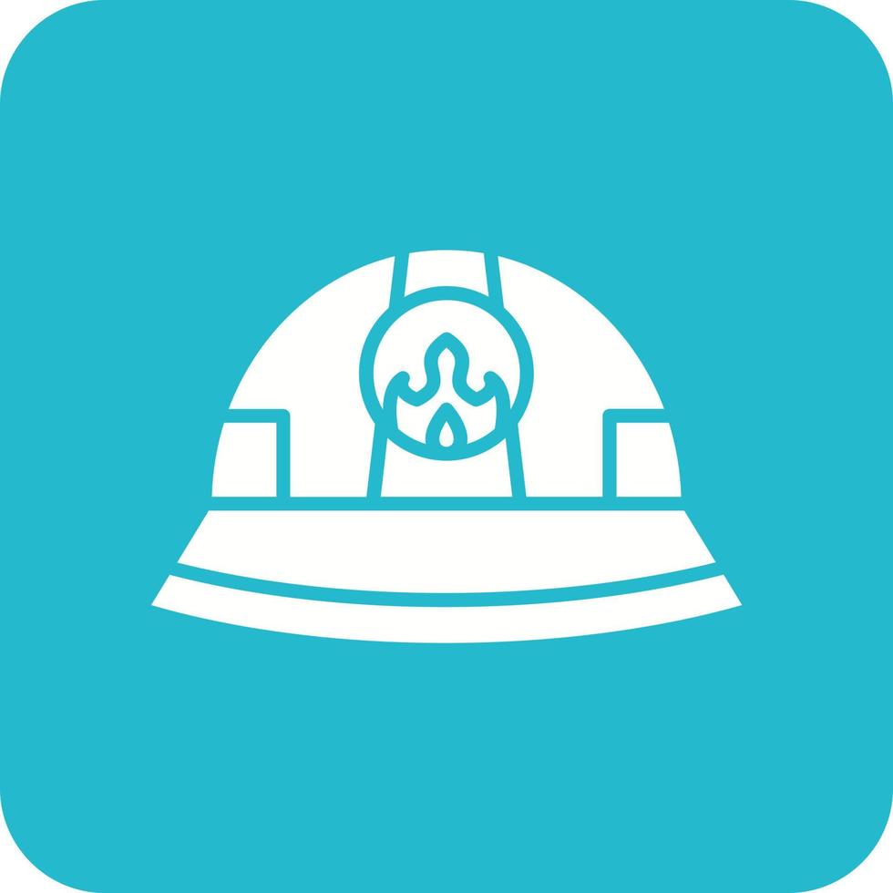Firefighter Helmet Glyph Round Corner Background Icon vector