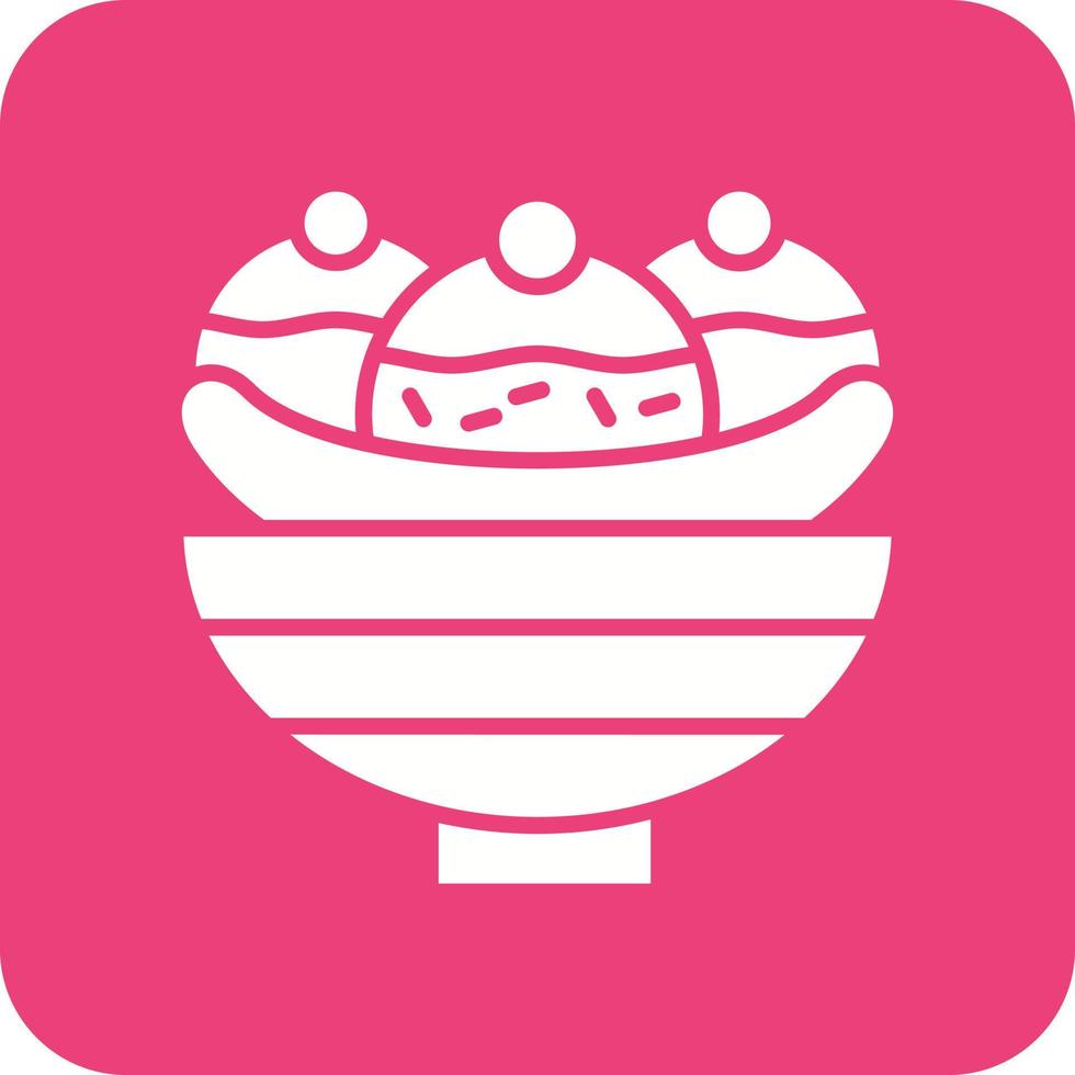 Banana Split Glyph Round Corner Background Icon vector
