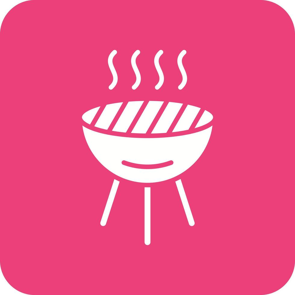 Barbecue Glyph Round Corner Background Icon vector