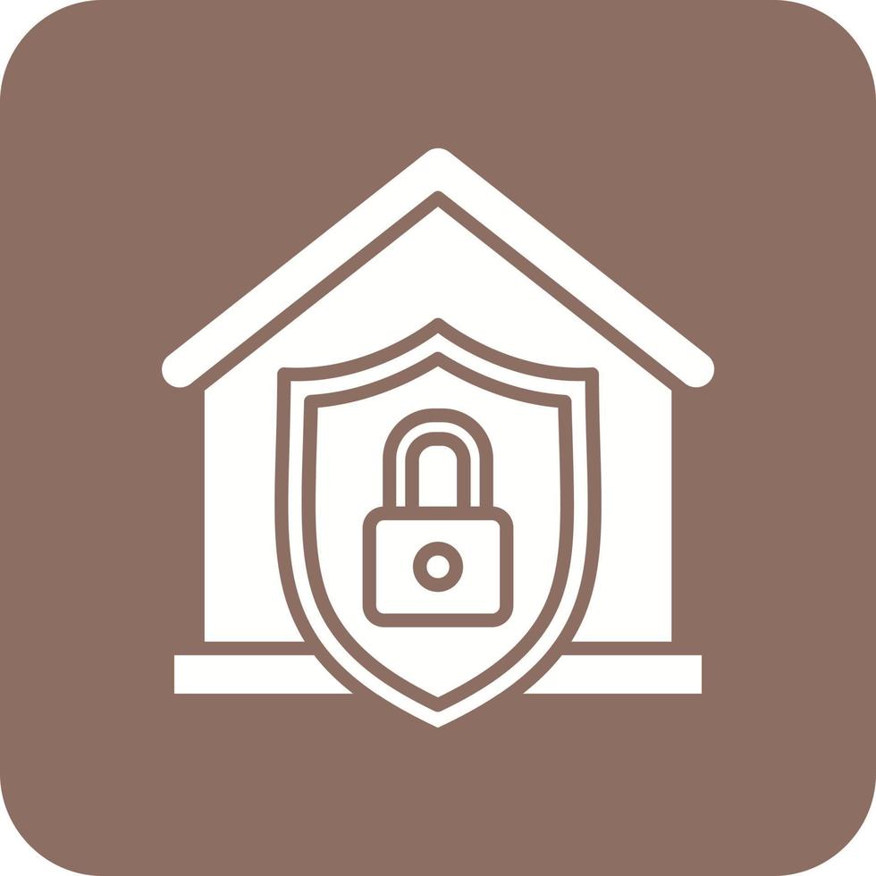 Home Security Glyph Round Corner Background Icon vector