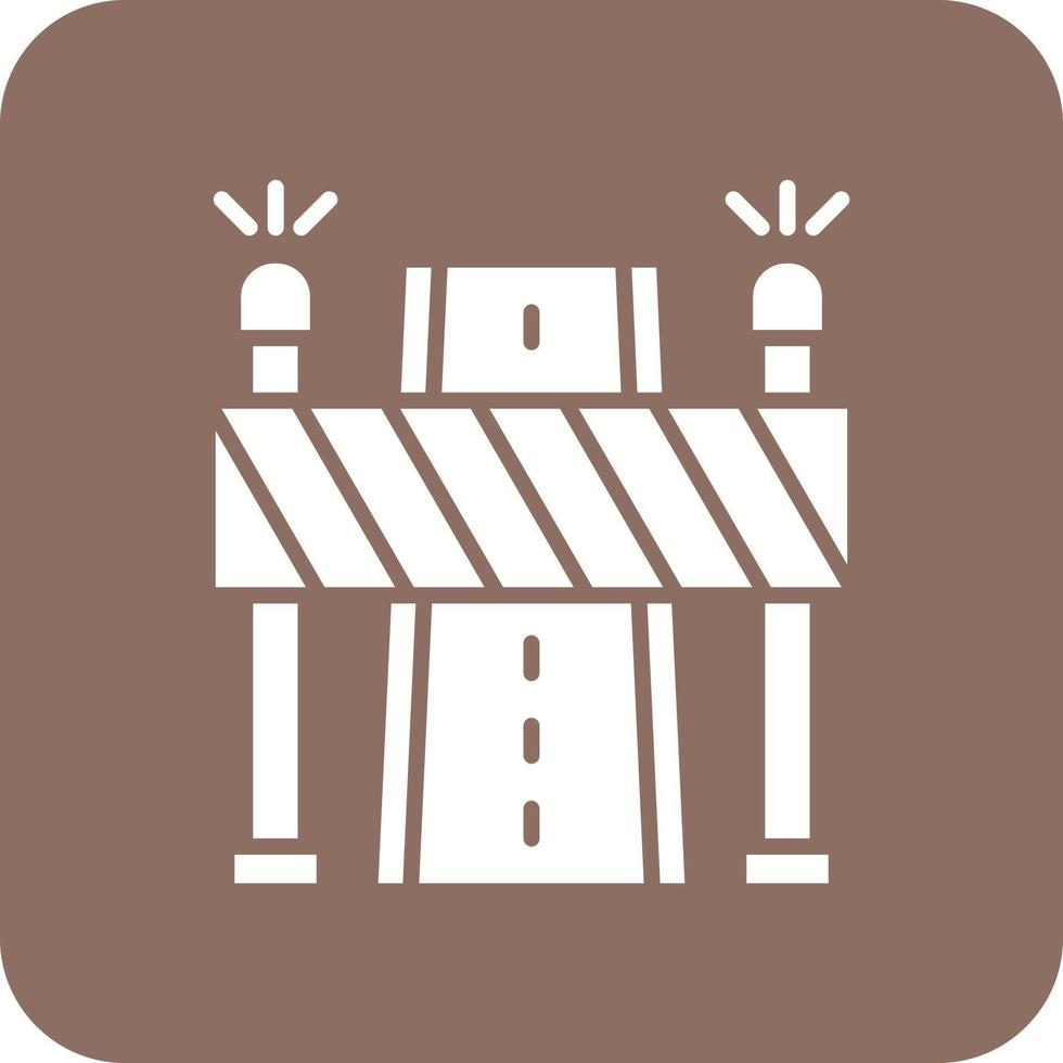 Road Block Glyph Round Corner Background Icon vector