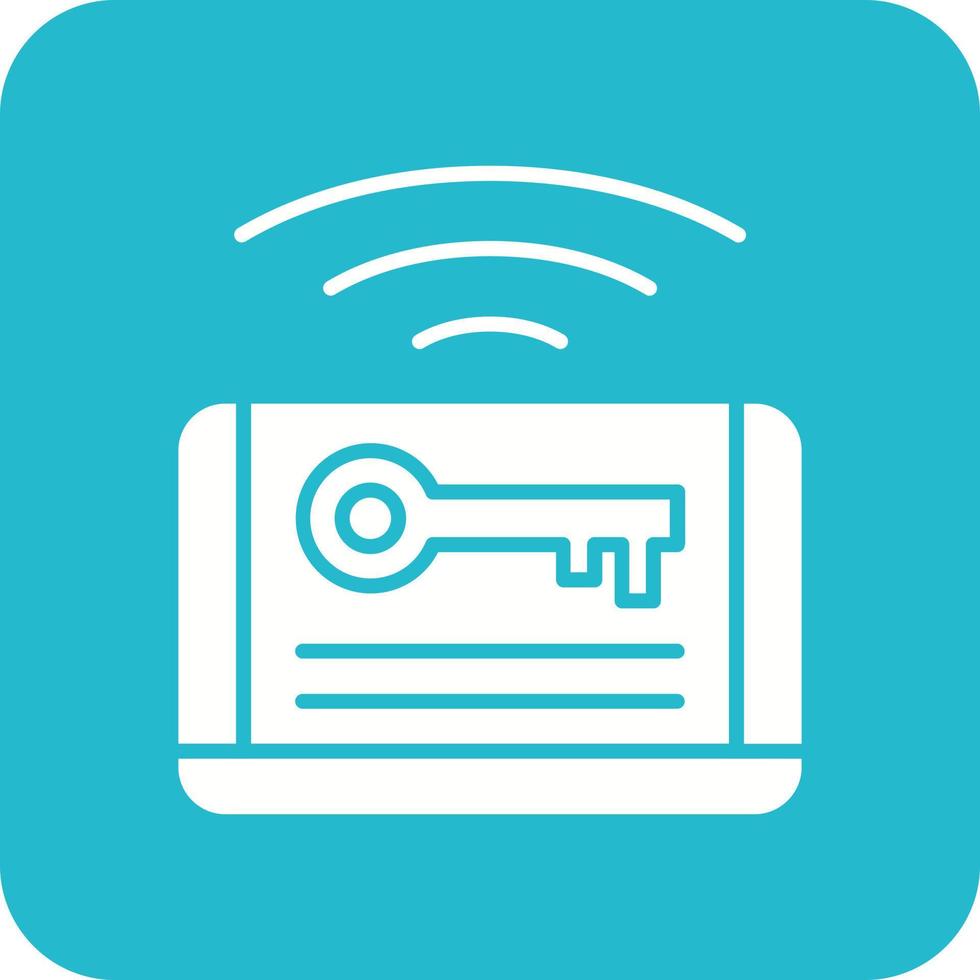 Card Key Glyph Round Corner Background Icon vector