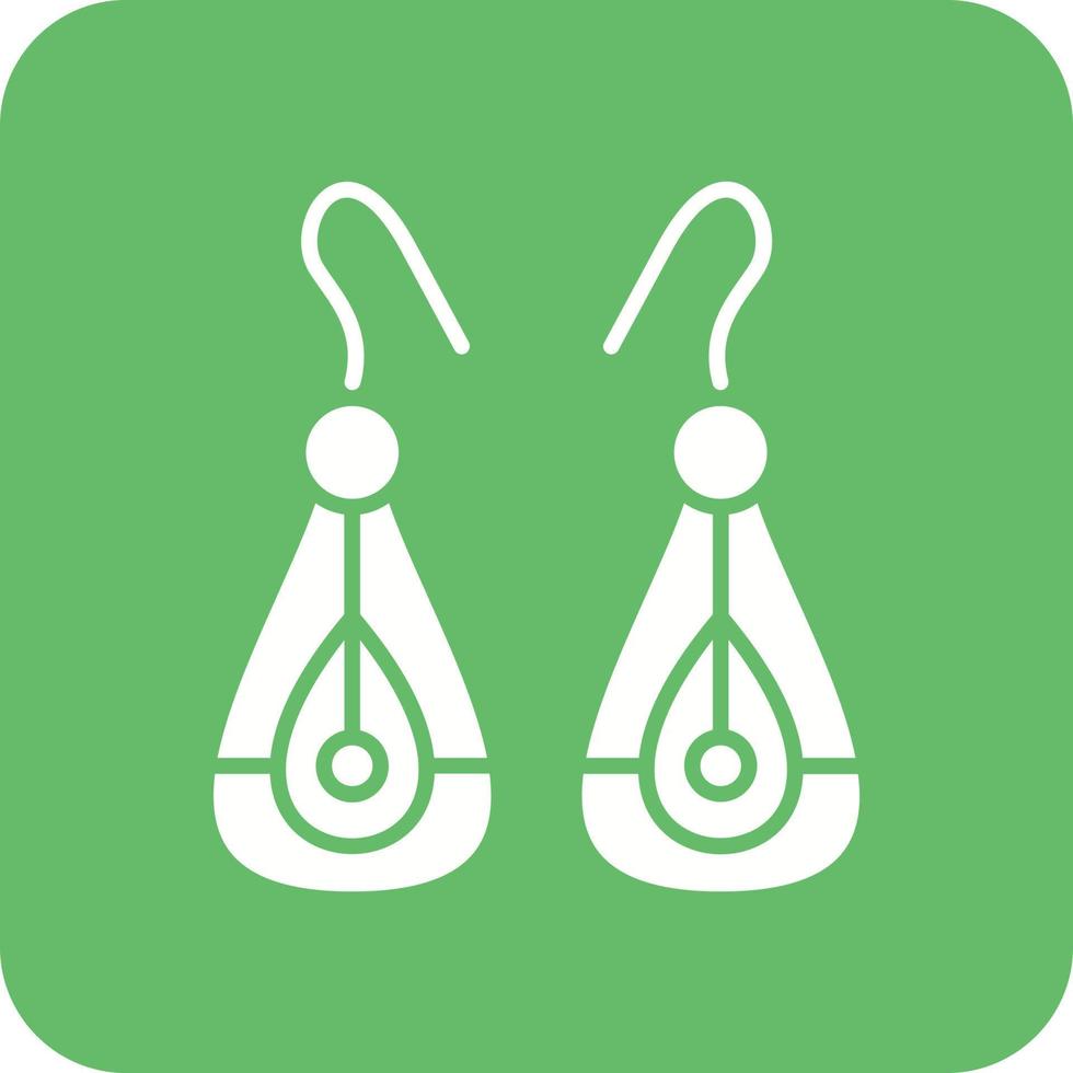 Earrings Glyph Round Corner Background Icon vector