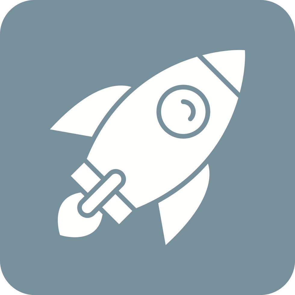 Rocket Glyph Round Corner Background Icon vector