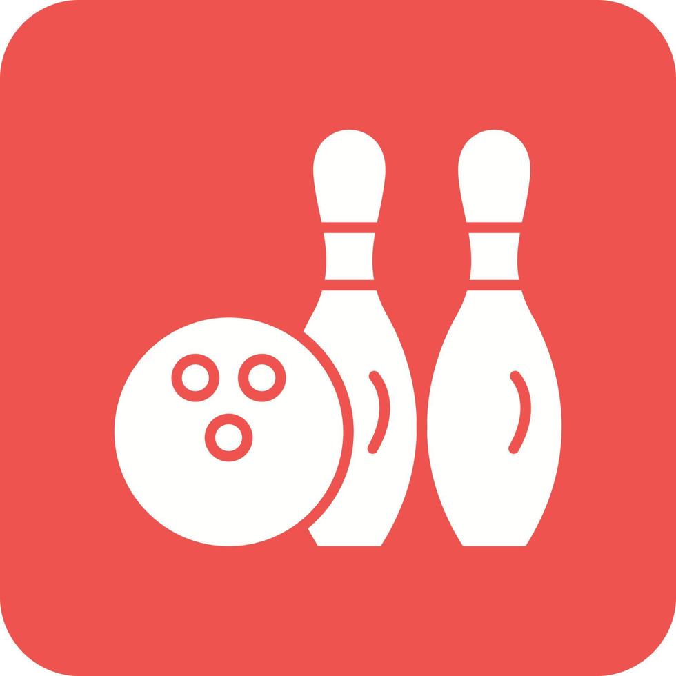 Bowling Glyph Round Corner Background Icon vector