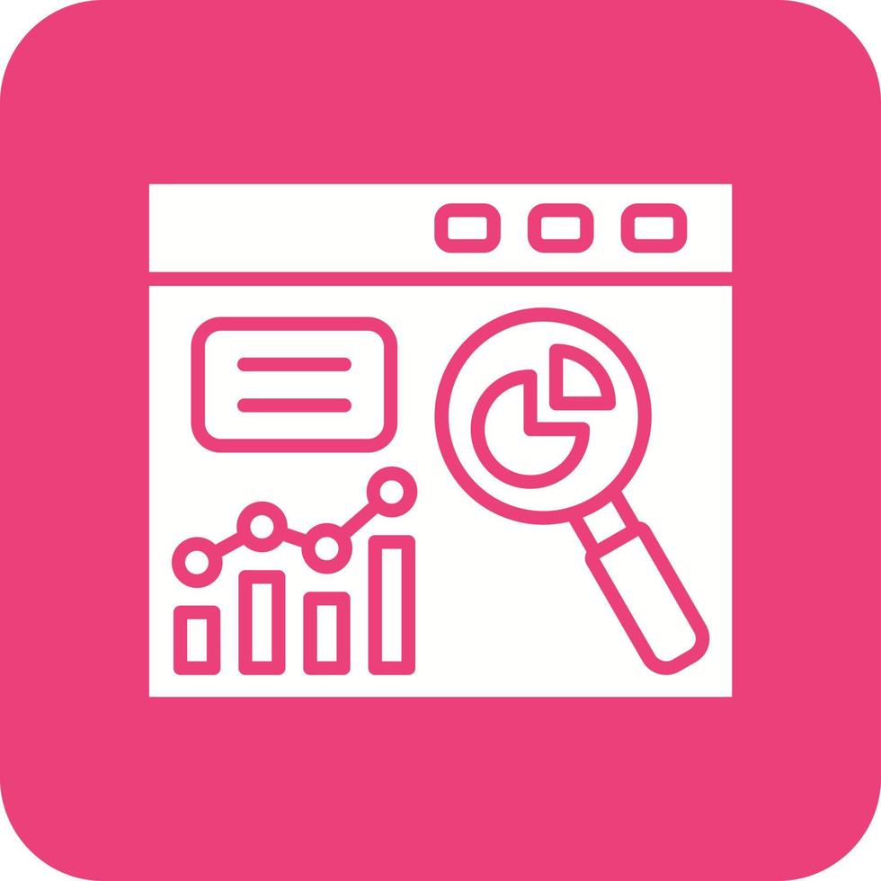 Search Statistics Glyph Round Corner Background Icon vector