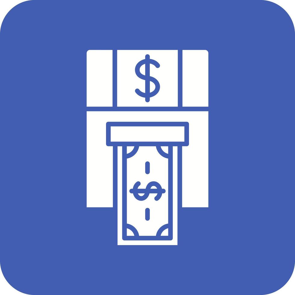 Cash Withdrawal Glyph Round Corner Background Icon vector