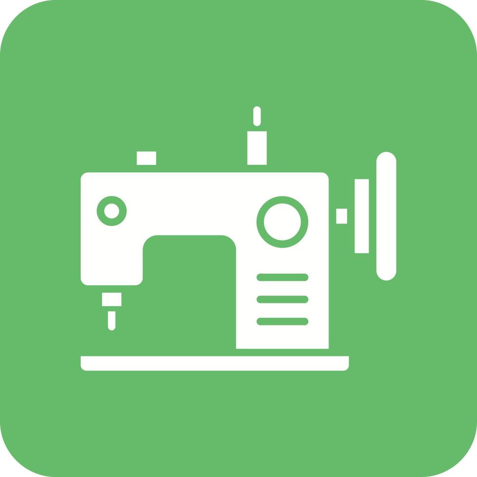 Sewing Machine Glyph Round Corner Background Icon vector