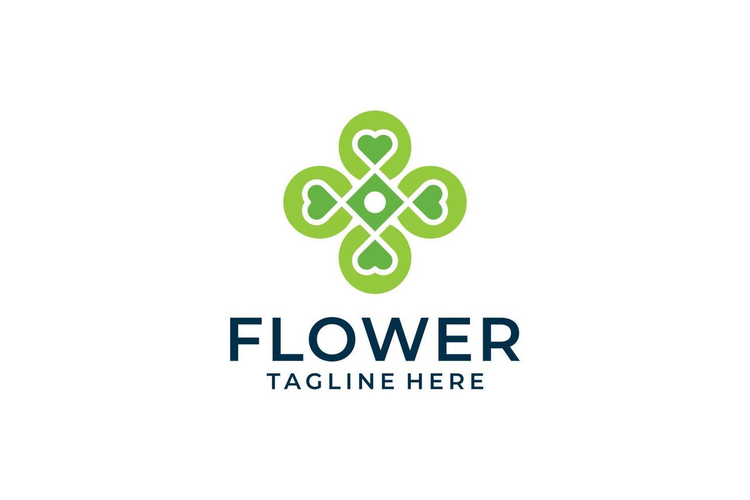 Green garden flower logo design vector