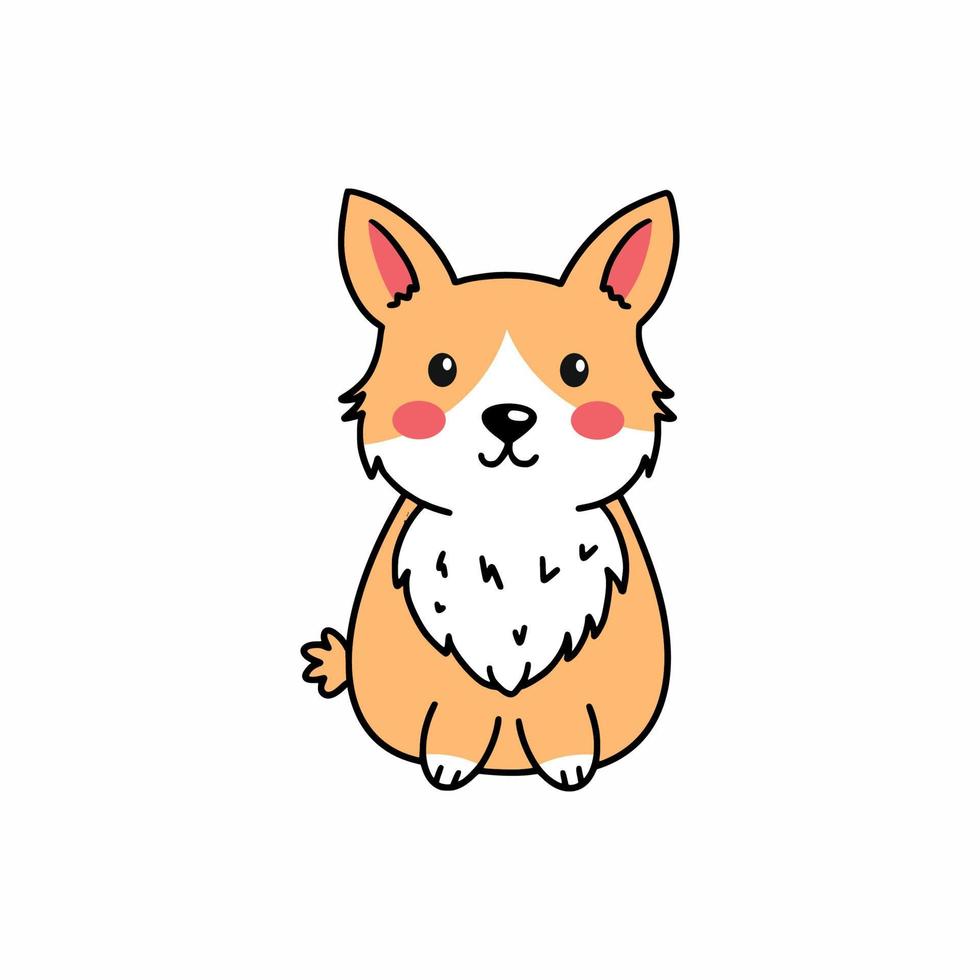 lindo perro corgi. mascota. elementos de diseño para postales, iconos, pegatinas. ilustración de garabatos vectoriales. vector