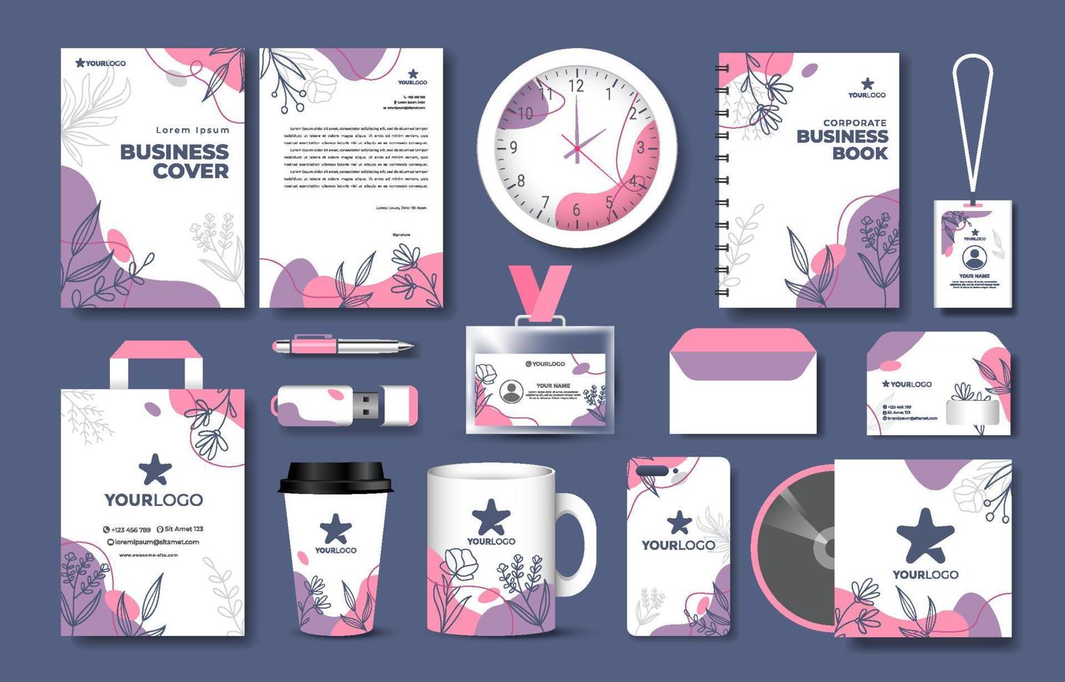 Floral Business Kit Template vector