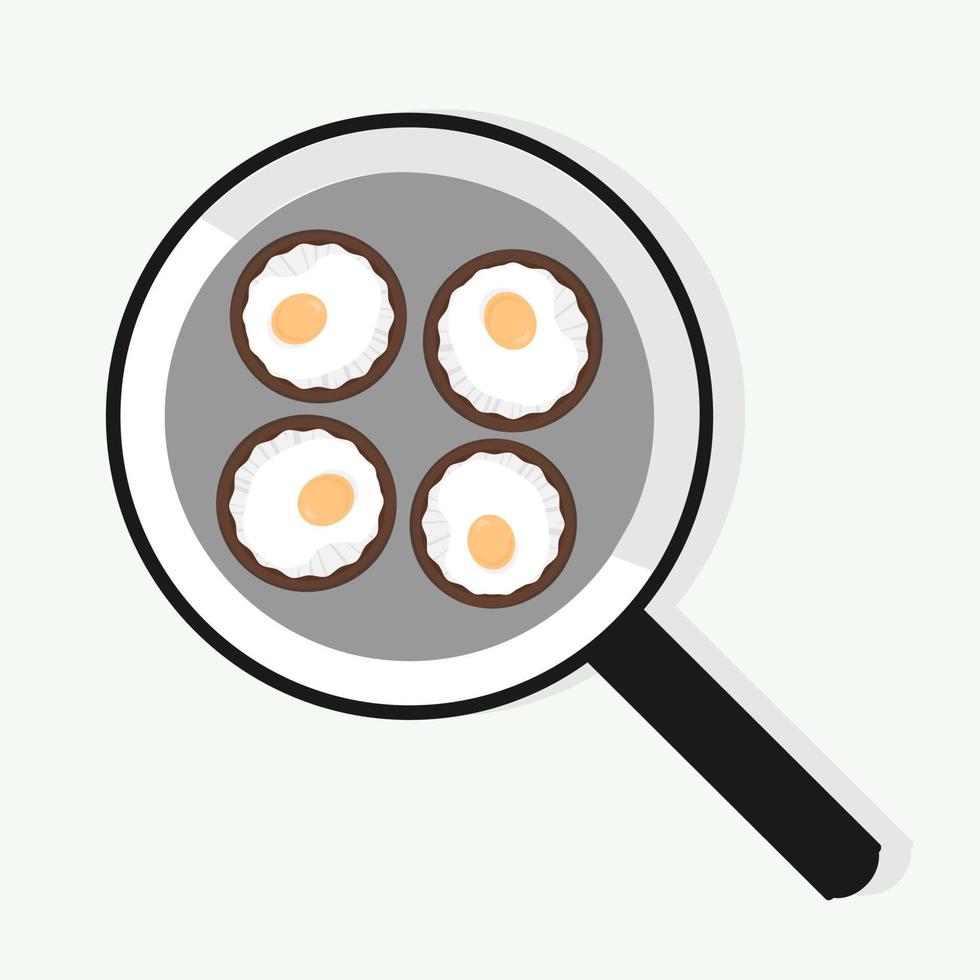 Chinese, japan cuisine food vector illustration. Mushrooms with eggs.