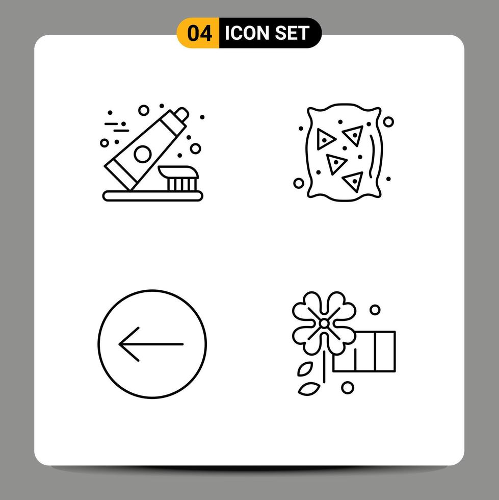 4 Creative Icons Modern Signs and Symbols of dentifrice left clean wheat anemone Editable Vector Design Elements