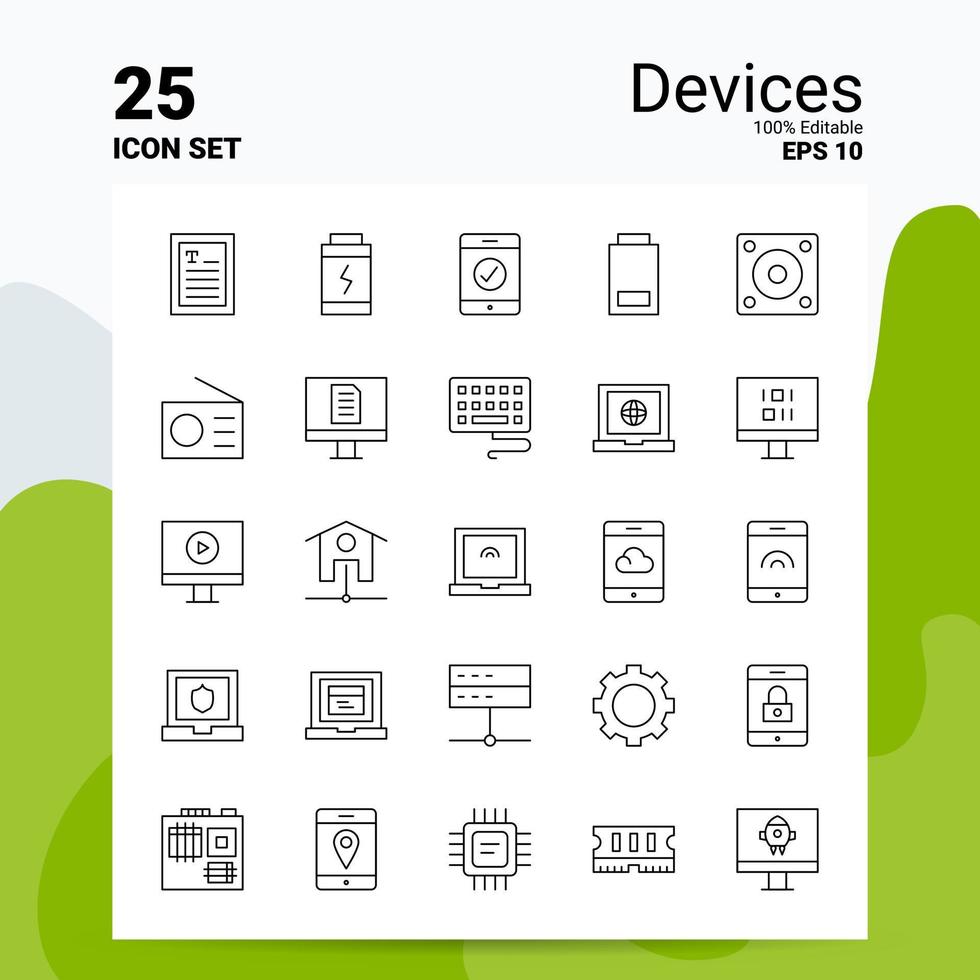 25 Devices Icon Set 100 Editable EPS 10 Files Business Logo Concept Ideas Line icon design vector