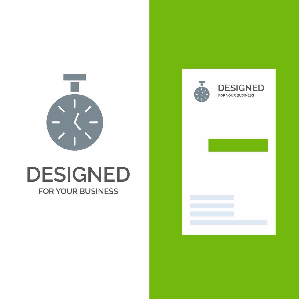 Stopwatch Time Timer Count Grey Logo Design and Business Card Template vector