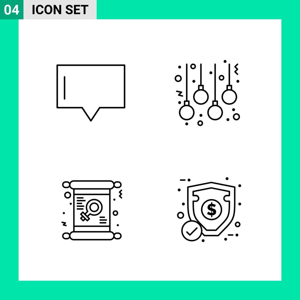Pack of 4 Line Style Icon Set Outline Symbols for print Creative Signs Isolated on White Background 4 Icon Set vector