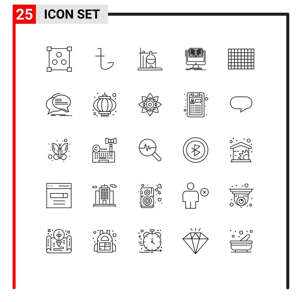 25 Universal Lines Set for Web and Mobile Applications chocolate book medical cv file Editable Vector Design Elements