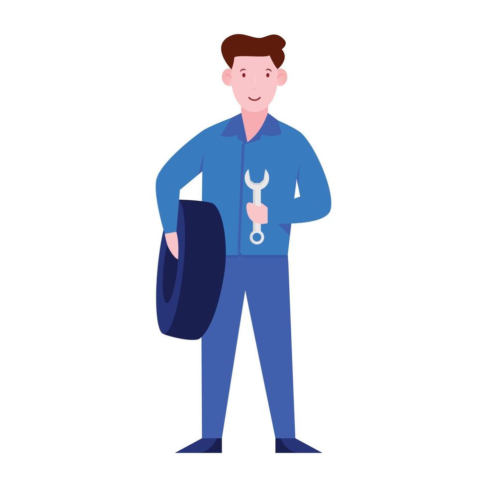 A handyman vector in flat design mechanic character