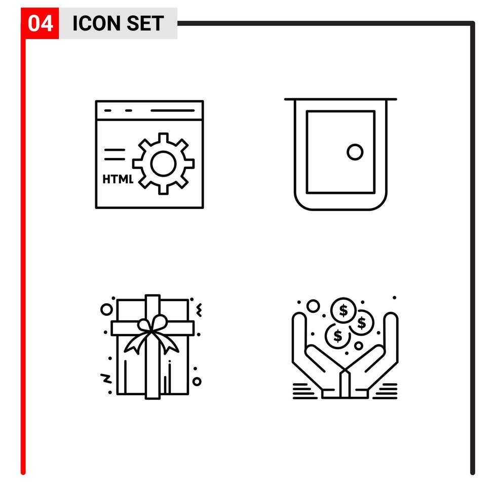 4 General Icons for website design print and mobile apps 4 Outline Symbols Signs Isolated on White Background 4 Icon Pack vector