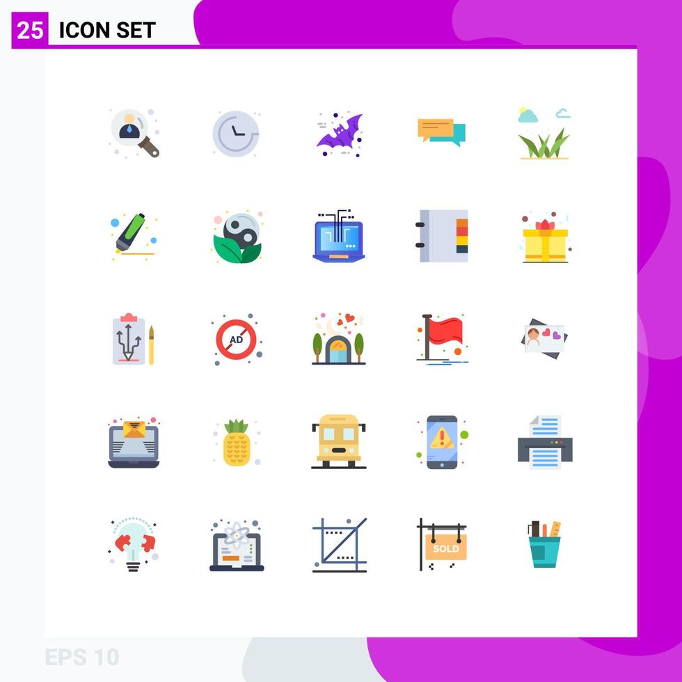 Stock Vector Icon Pack of 25 Line Signs and Symbols for social communication bat bubbles chat Editable Vector Design Elements