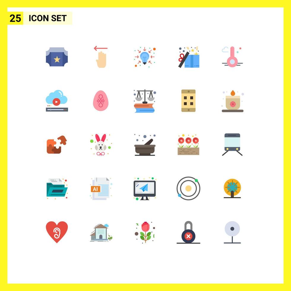 Stock Vector Icon Pack of 25 Line Signs and Symbols for thermometer star ideas present box Editable Vector Design Elements