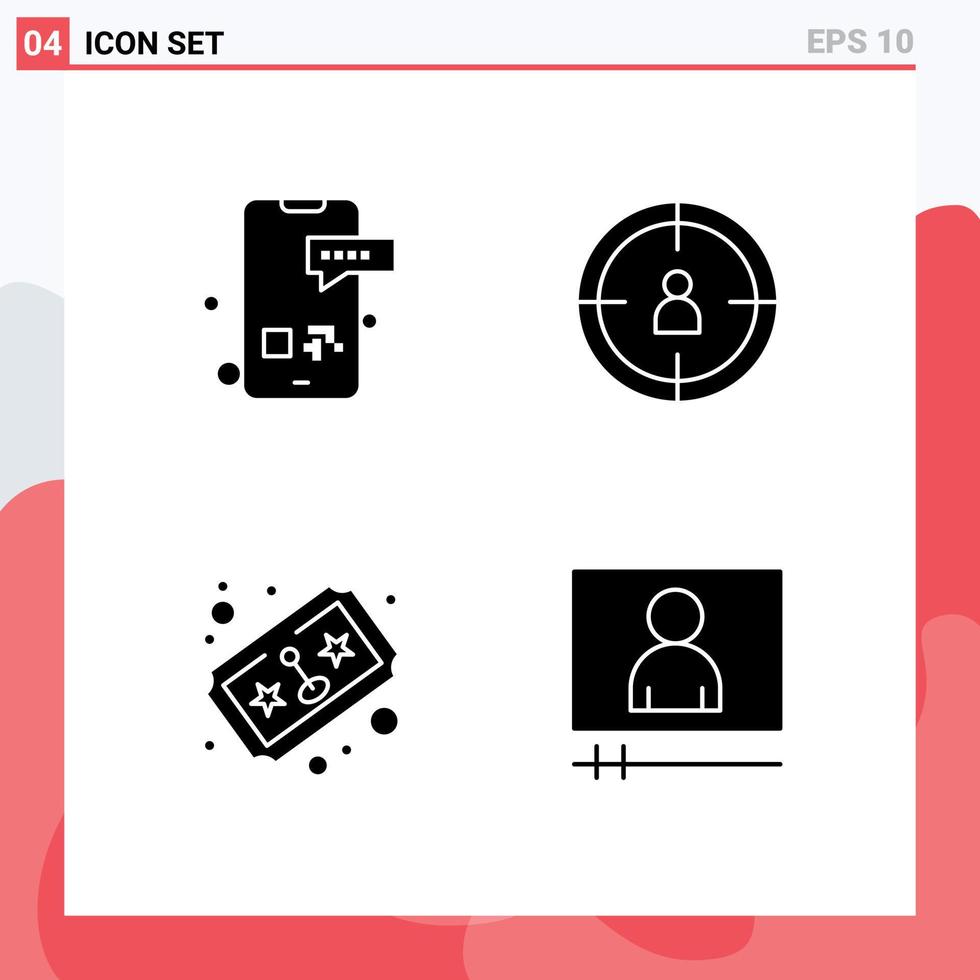 Universal Icon Symbols Group of Modern Solid Glyphs of communication game smartphone target joystick Editable Vector Design Elements